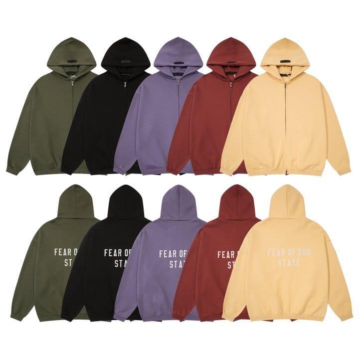 FEAR OF GOD 피어오브갓 에센셜 2002 스테이트 플리스 풀 후드 집업