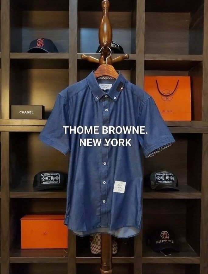 THOM BROWNE 톰브라운 카라라인 하프 셔츠