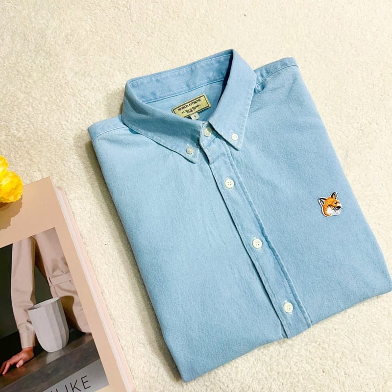 MAISON KITSUNE 메종키츠네 폭스헤드 데님 셔츠