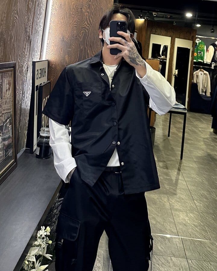 PRADA 프라다 리나일론 숏 슬리브 셔츠 자켓