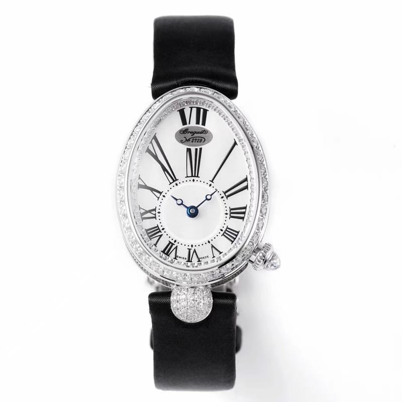 BREGUET 브레게 퀸 오브 나폴리 화이트골드 다이아 베젤 실크/레더 스트랩 V2버전 8928BB/51/944/DD0D