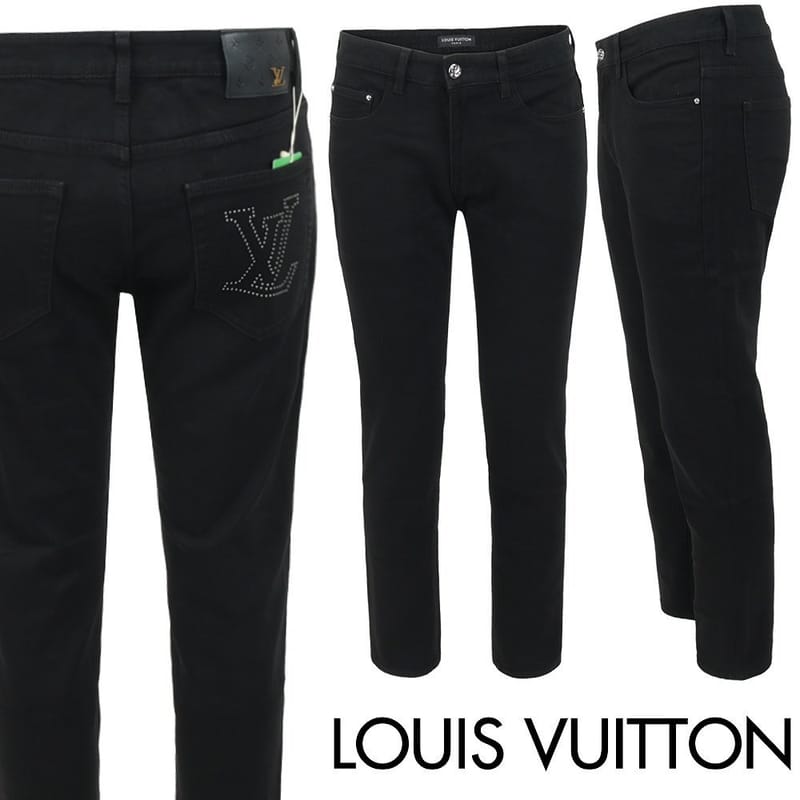 LOUIS VUITTON 루이비통 스터드 스틸로고 블랙 슬림 일자진