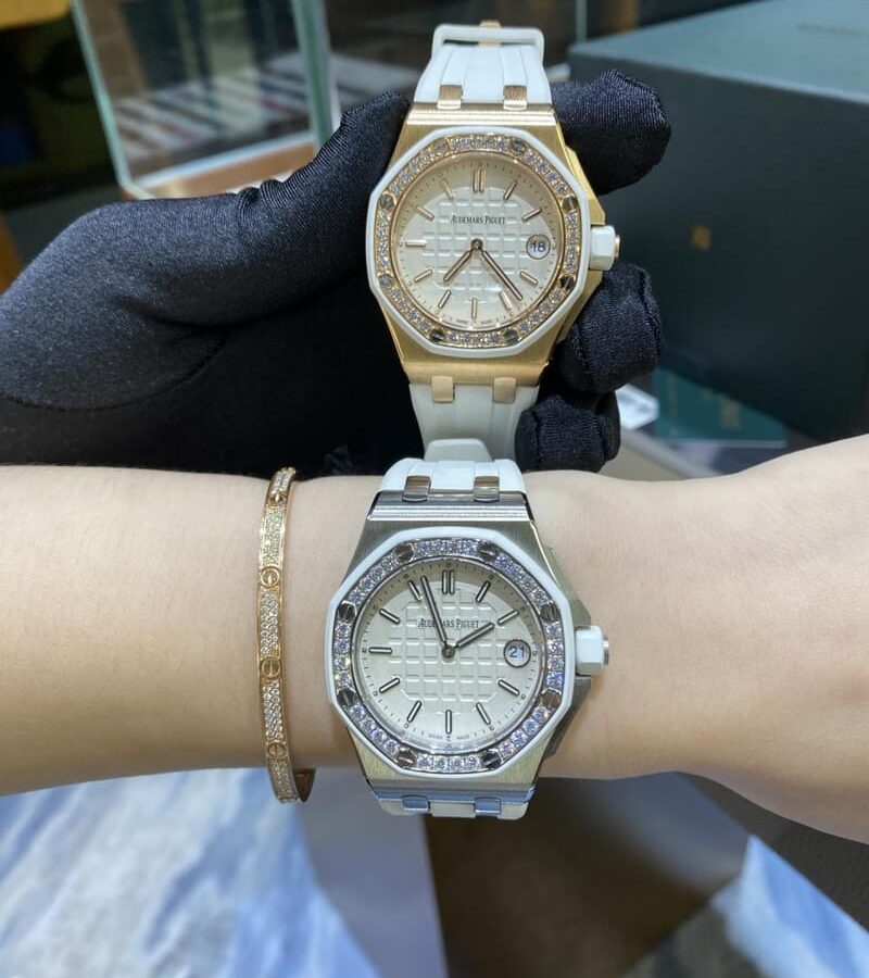 AUDEMARS PIGUET 오데마피게 레이디 로얄오크 오프쇼어 로즈골드 2Color 화이트, 골드