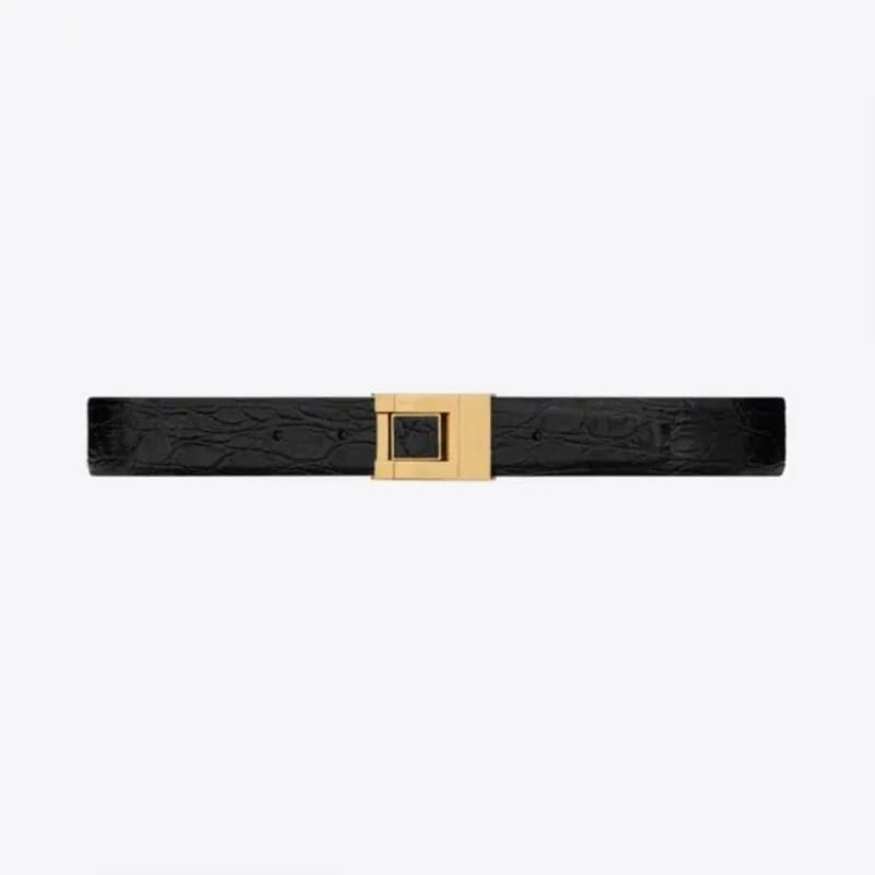 SAINT LAURENT 생로랑 악어 엠보 가죽 버클 협벨트 658518 (30mm) 2COLOR