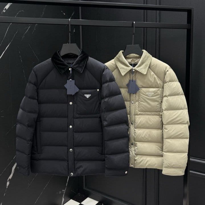 PRADA 프라다 코듀로이 카라 다운 자켓