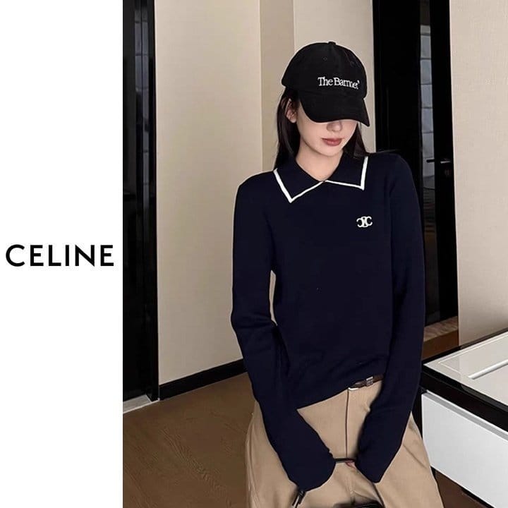 CELINE 셀린느 카라 라인 배색 니트 3COLOR