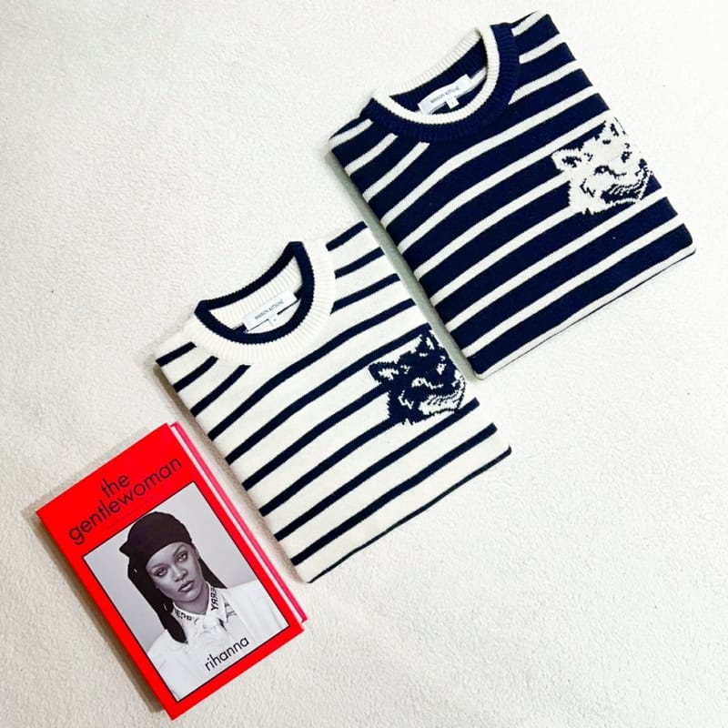 MAISON KITSUNE 메종키츠네 인타르시아 단가라 니트
