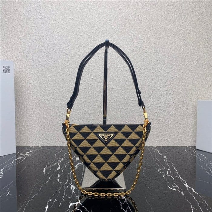 PRADA 프라다 트라이앵글 가죽 패브릭 미니 숄더백 1BC176 2COLOR