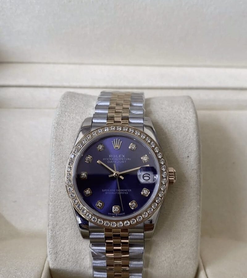 ROLEX 로렉스 여성용 데이저스트 퍼플 10P 다이얼 로즈골드 콤비 다이아 베젤 31mm 278271