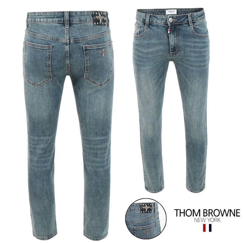 THOM BROWNE 톰브라운 마린레더 러스티 워싱 슬림진