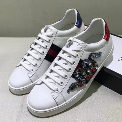 GUCCI 구찌 크리스탈 스네이크 에이스 스니커즈