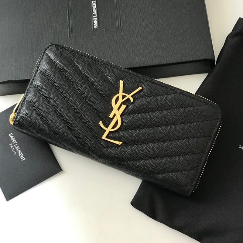 SAINT LAURENT 생로랑 마틀라세 지퍼 지갑 (금장/은장)