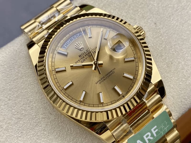 ROLEX 로렉스 데이데이트 샴폐인 인덱스 다이얼 옐로우 골드 40mm