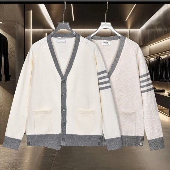 THOM BROWNE 톰브라운 배색 사선완장 가디건