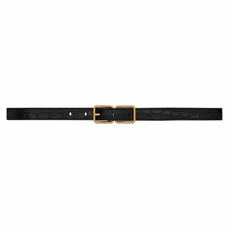 SAINT LAURENT 생로랑 크로커다일 엠보 가죽 더블 버클 협벨트 732557 (20mm)